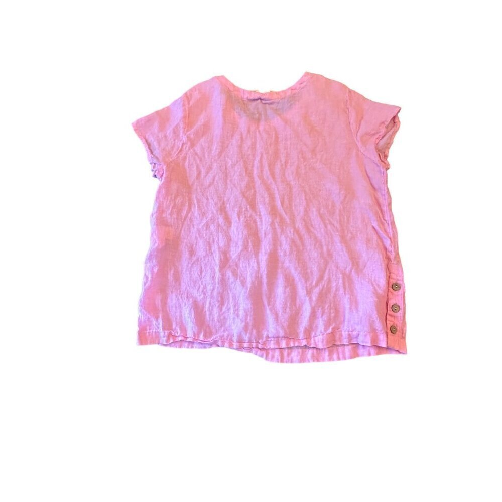Cynthia‎ Rowley Pink 100% Linen T Shirt Button Detail Size Large - Picture 5 of 5
